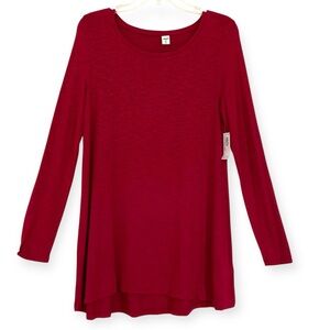 NWT Old Navy Luxe Long Sleeve Slub Knit Swing Tunic Ember Red Size M Tall